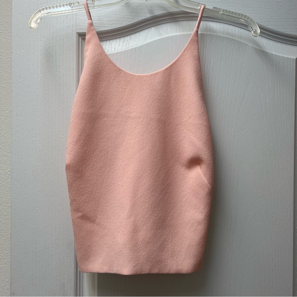 Eliza J Soft Baby Pink Crisscross Back Zip Tank top Sz 12